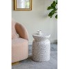 HDZNVF 14x14x20 inch Round Bamboo Accent Table with White Shell Design - 3 of 4