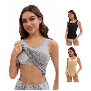 INSPIRE CHIC Women's 3 Pcs Wide Strap Built-In Padded Bras Casual Tank Camisoles - 1 of 4