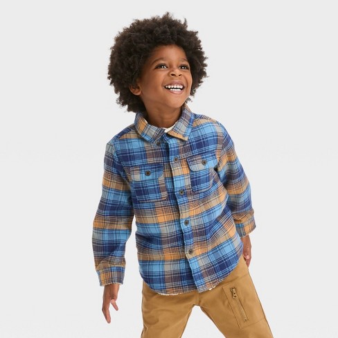 Oshkosh B'gosh Toddler Boys' Plaid Long Sleeve Flannel Shirt - Green :  Target