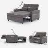 Racxily 3 in 1 Convertible Sleeper Sofa Bed, 2 Seat Futon Chair, Lounge Beds with USB Ports, Pull Out Armchair w/ Adjustable Backrest, Dark Grey - 2 of 4