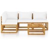 vidaXL Outdoor Lounge Set with Cushion– 5 Piece Modern Patio Furniture with Solid Acacia Wood Frame, Cream Cushions and Coffee Table - 3 of 4