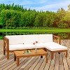 FDW 5 Piece Patio Sofa Set Acacia Wood Outdoor Conversation Table Chair Set with Cushions - 2 of 4