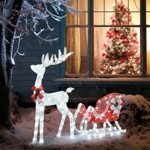Karl Home 3PCS Lighted Reindeer with  Sled Christmas Decorations - 1 of 4