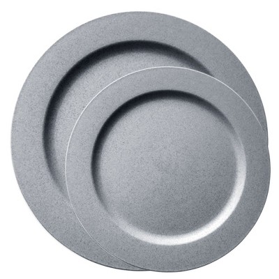 Smarty Had A Party Matte Steel Gray Round Disposable Plastic Dinnerware ...