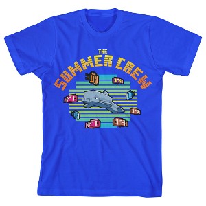 Minecraft Dolphin and Fishes Summer Crew Youth Boy's Royal Blue T-Shirt - 1 of 3