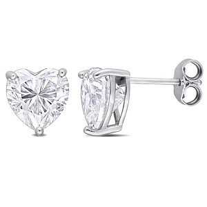 EVERLY JEWELRY | Sterling Silver 4 CT TGW DEW Heart Shape Created Moissanite-White Stud Earrings - 1 of 4