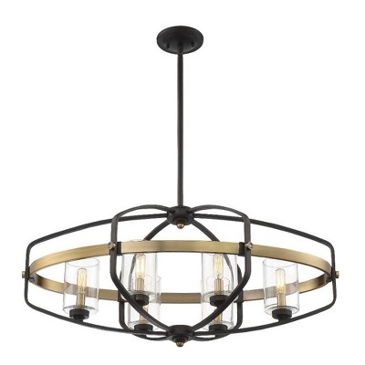 Kirkland 6-Light English Bronze and Brass Linear Chandelier