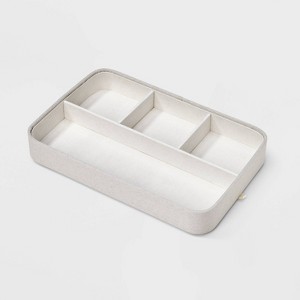 Section Stackable Tray Jewelry Organizer with Ring Rolls and Dividers - A New Day™ Cream - 1 of 2