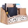 Mela Artisans Wooden Desktop Letter Tray Ellora in Distressed Ivory over Medium Polish Letter Holder - 2 of 4