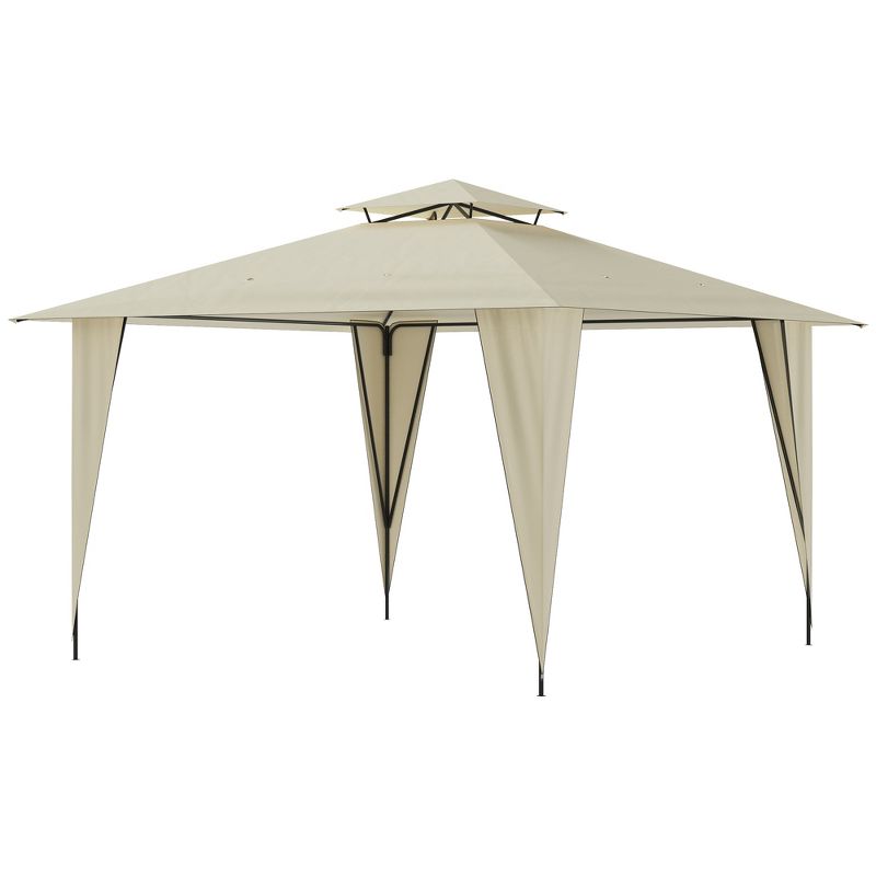 Outsunny 12' x 12' Outdoor Canopy Tent Party Gazebo with Double-Tier Roof, Steel Frame, Included Ground Stakes, 4 of 9