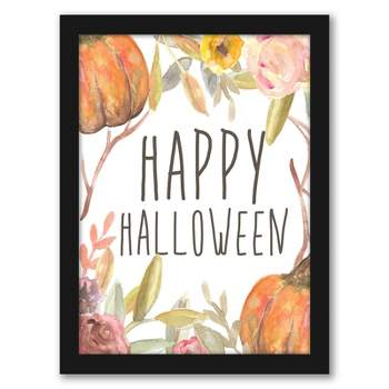 Americanflat Botanical Happy Halloween Festive By Jetty Home Black Frame Wall Art