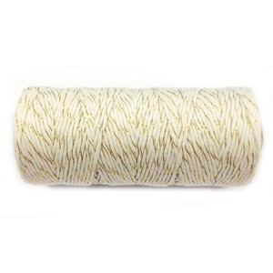 Wapables Cotton Baker's Twine 12ply 100 Yard, White/Gold Metalic - 1 of 2