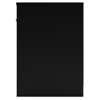 Black Transitional 1-Drawer Nightstand with Open Cubby