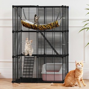 28inx28inx41in Cats Catio Cage Metal Kennel Pet Playpen Free Hammock Paw Friendly with Extra Large Hammock for 1-2 Cats - 1 of 4