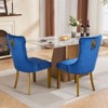 Gulches Blue Velvet Lion Head Pull Ring Tufted Nailhead Trim Golden Wooden Leg Solid Wood Mid Century Modern Dining Chair Set of 2 - 3 of 4