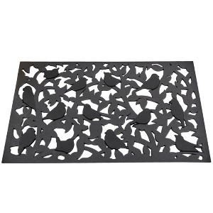 Collections Etc Rubber Floral Birds Skid-Resistant Doormat Large Black - 1 of 2