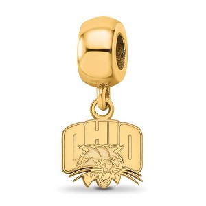 Black Bow Jewelry 14k Yellow Gold Plated Sterling Silver Ohio Bobcats NCAA Bead Charm - 1 of 4