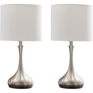 Kings Brand 24"H Traditional Brushed Nickel Finish Metal Table Lamps (Set of 2) - 1 of 4