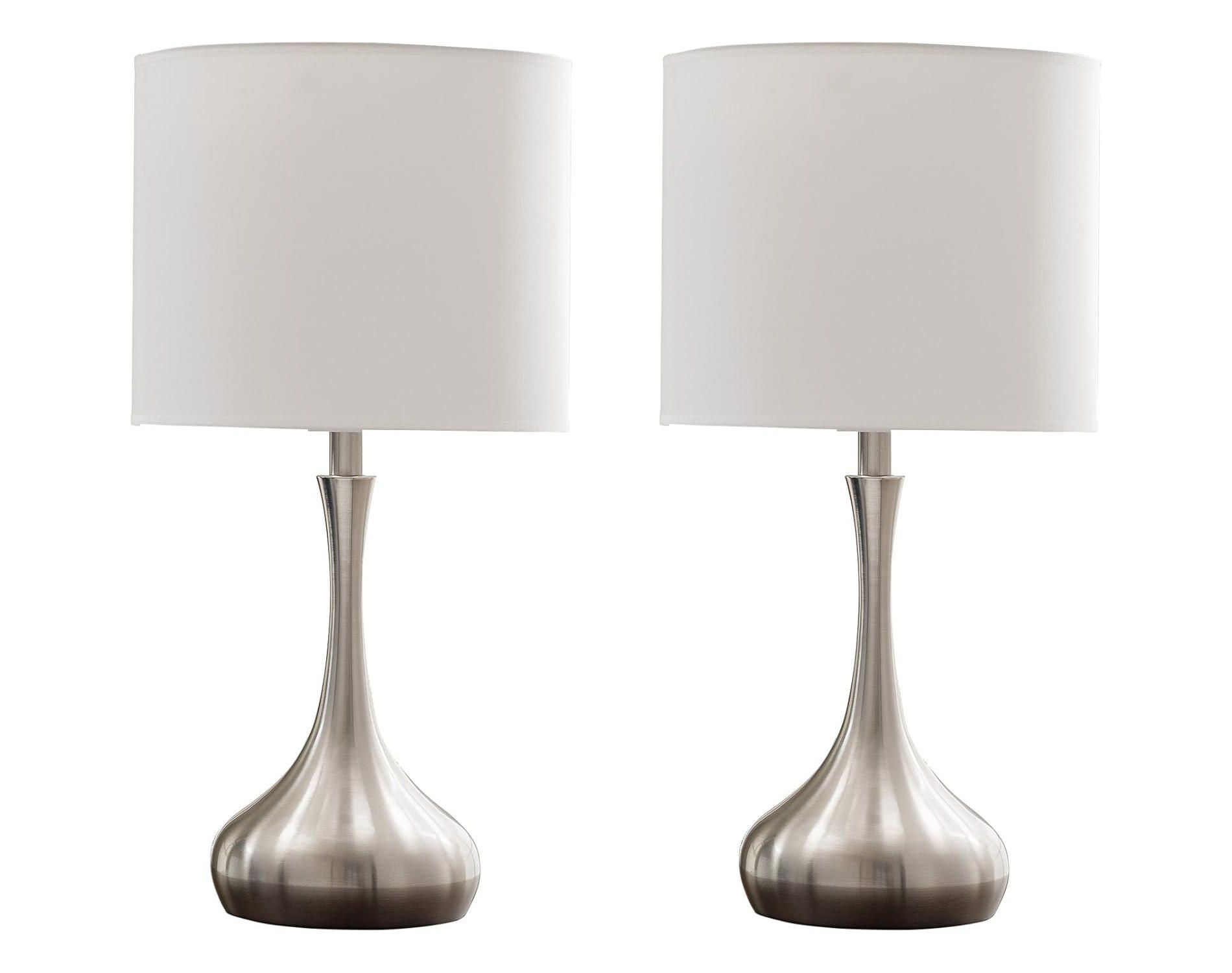 Kings Brand 24"H Traditional Brushed Nickel Finish Metal Table Lamps (Set of 2)