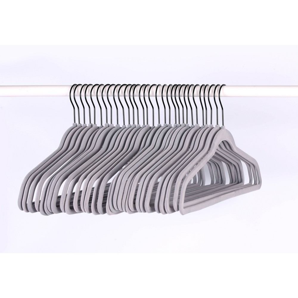 30pk Suit Flocked Hangers Gray - Brightroom™