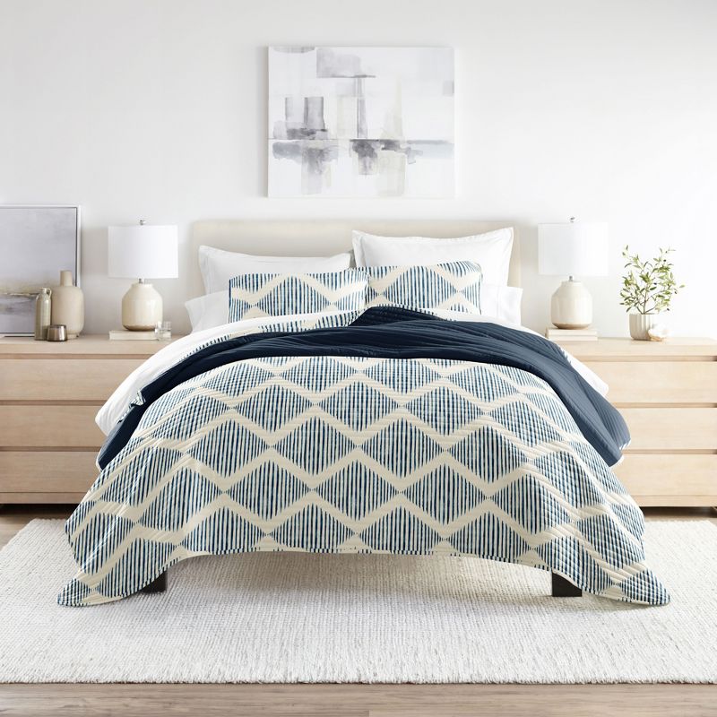 Geometric and Floral Modern Reversible Quilt and Shams Set - Becky Cameron, 3 of 18