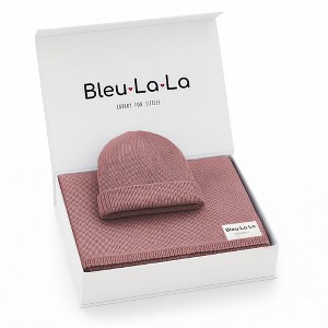 Bleu La La Luxe Collection 100% Organic Luxury Knit Baby Blanket + Hat Set - 1 of 4