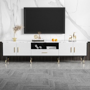 Whisen Modern Entertainment Center TV Stand for TVs up to 80'' with 2 Cabinets and Open Compartments - 1 of 4