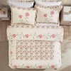 Collections Etc Embroidered Carnation Design Quilted Bedspread - 3 of 4