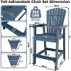 Outdoor Adirondack Barstools with Connecting Tray, Tall Chairs Bar Chairs for Deck, Balcony, Backyard, Patio Bar Stool Chair with High Back Set of 2 - 4 of 4