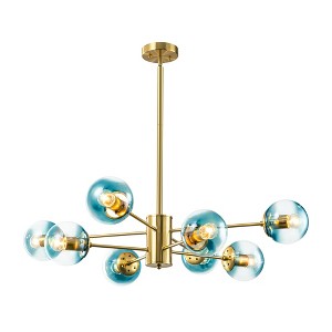 Rennnsan Droska 36" W 8 -Light Dimmable Mid-Century Sputnik Chandelier in Black & Brass - 1 of 3