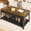 Vynxaria Minimalist Rectangular Double-Layer Coffee Table, Wood Grain Pattern, Hidden Storage (Fingerprint/Password Lock + Alarm), Cold-Rolled Steel - 2 of 4