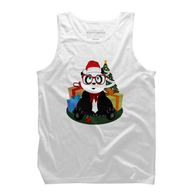 Men's Design By Humans Christmas - Panda Nerd By Adamzworld Tank Top