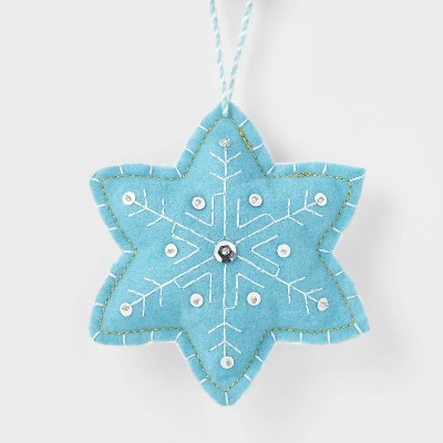 Felt Snowflake with Sequin Stitching Christmas Tree Ornament Dark Blue - Wondershop™