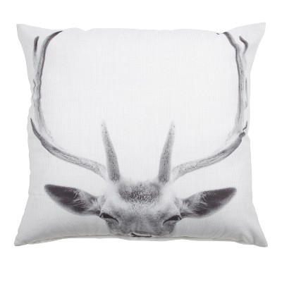 Kate and Laurel Como Deer Print Throw Pillow Cover, 24x24, White