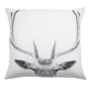 Kate and Laurel Como Deer Print Throw Pillow Cover, 24x24, White - 1 of 4