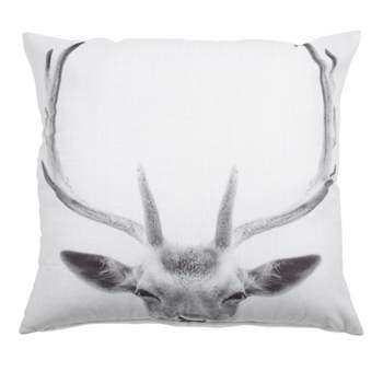 Kate and Laurel Como Deer Print Throw Pillow Cover, 24x24, White