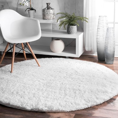 Nuloom Gynel Contemporary Shag Area Rug, Round 4', White