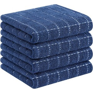 4-Pack Cotton Terry Kitchen Towels, Checkered Designed Soft and Super Absorbent Dish Towels, 13x28 inches - 1 of 4