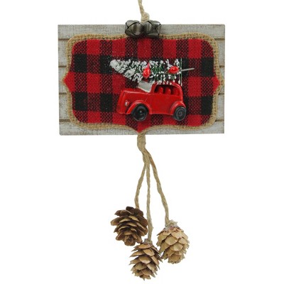 Northlight 7.5" Red and Black Door Sign Christmas Ornament