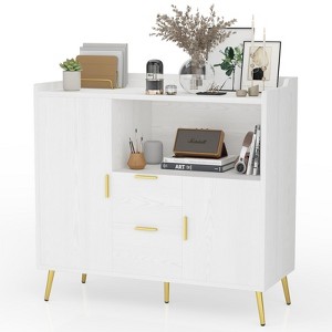 Sideboard Buffet Cabinet with Drawers, 40" Buffet Storage Cabinet with Shelves and Doors, Modern Coffee Bar Station - 1 of 4