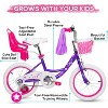 Weize Kids Bike 14 Inch Girls Bicycle for Age 3-5 Years Old, Purple Carbon Steel Frame Bikes with Adjustable Seat, Training Wheel, and Doll Seat - 2 of 4