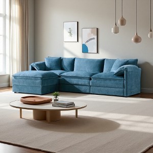 103.5" Chenille L-Shaped Modular Sectional Sofa with Double Cushions - 1 of 4