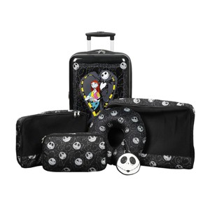 Nightmare Before Christmas 6-Piece Carry On Travel Set – 20" Jack & Sally Luggage, Neck Pillow, Luggage Tag & Packing Cubes - 1 of 4