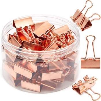 50 Pack 1 in Rose Gold Binder Clips Medium Paper Clips Clamps File Clips for Office School Supplies