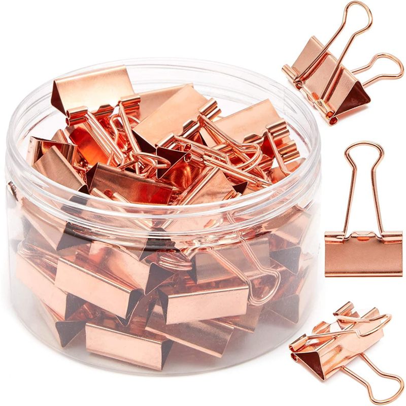 50 Pack 1 in Rose Gold Binder Clips Medium Paper Clips Clamps File Clips for Office School Supplies, 1 of 7