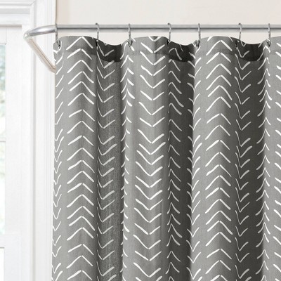 72"x72" Hygge Modern Arrow Linen Shower Curtain Dark Gray - Lush Décor ...