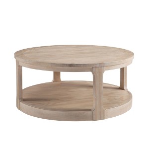 Dexmalle 40inch  Rustic 2 Tier Round Wooden Coffee Table,Natural - 1 of 4