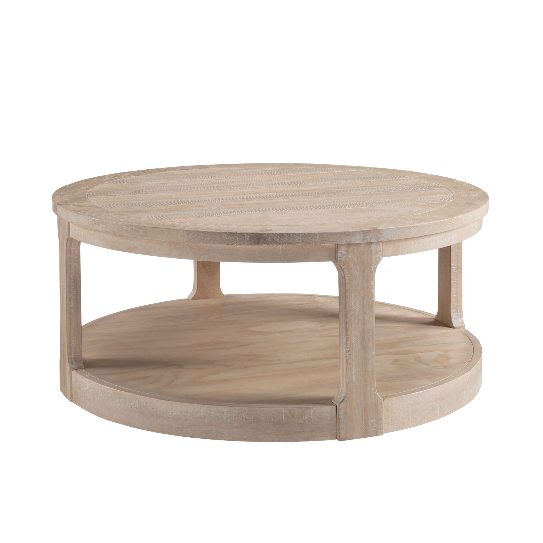 Dexmalle 40inch  Rustic 2 Tier Round Wooden Coffee Table,Natural