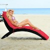 64'' Red Foldable Patio Lounge Chair with Cushion for Backyard - 2 of 4
