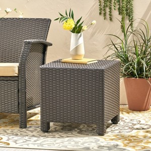 Moda Furnishings Outdoor Wicker Cube Side Table - No Assembly , 18x18x18 Inches - 1 of 4